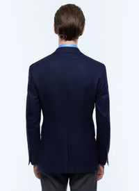 Fitted jacket in wool blend braid - Navy blue