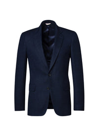 Fitted jacket in wool blend braid - Navy blue
