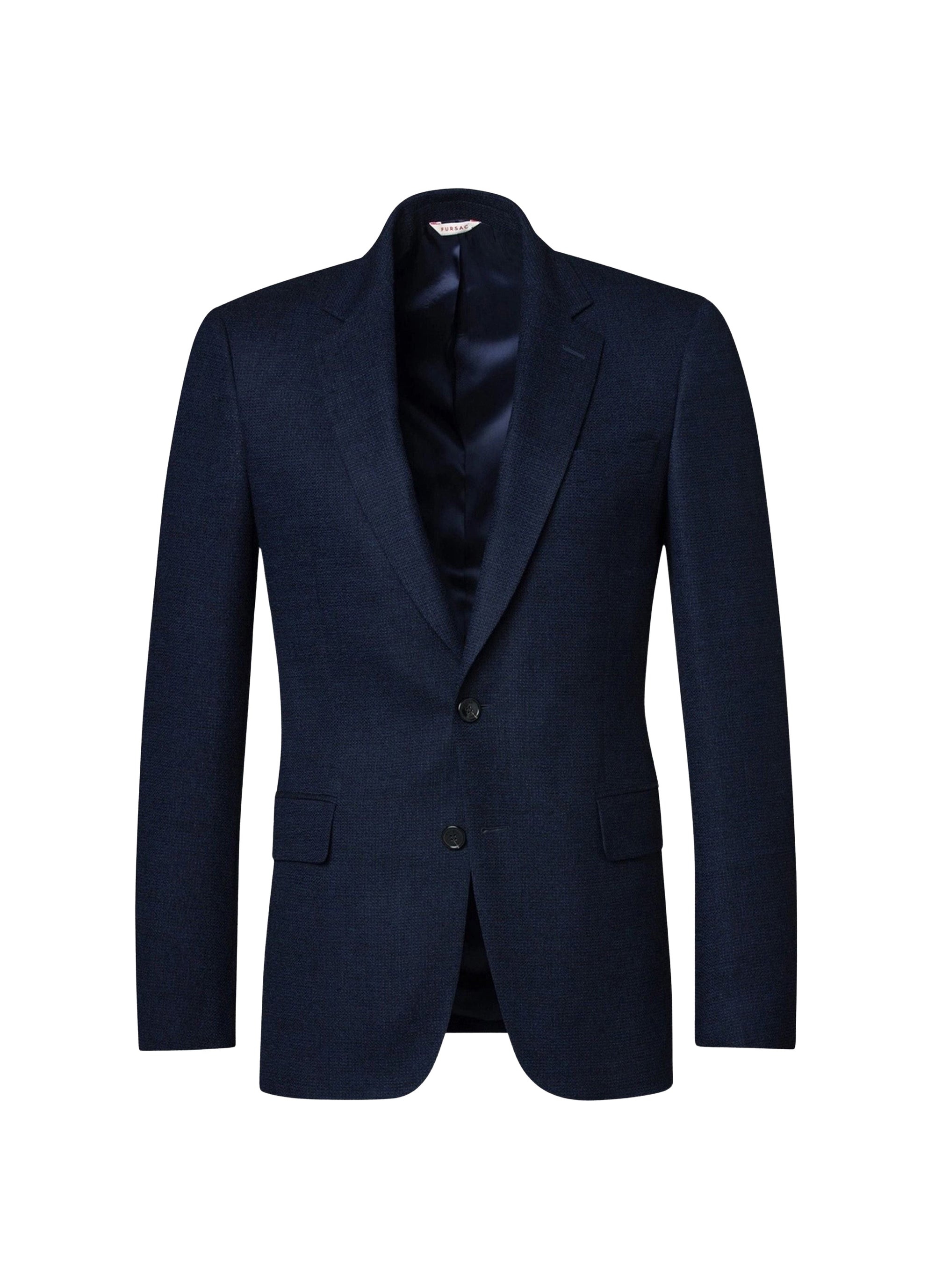 Fitted jacket in wool blend braid - Navy blue