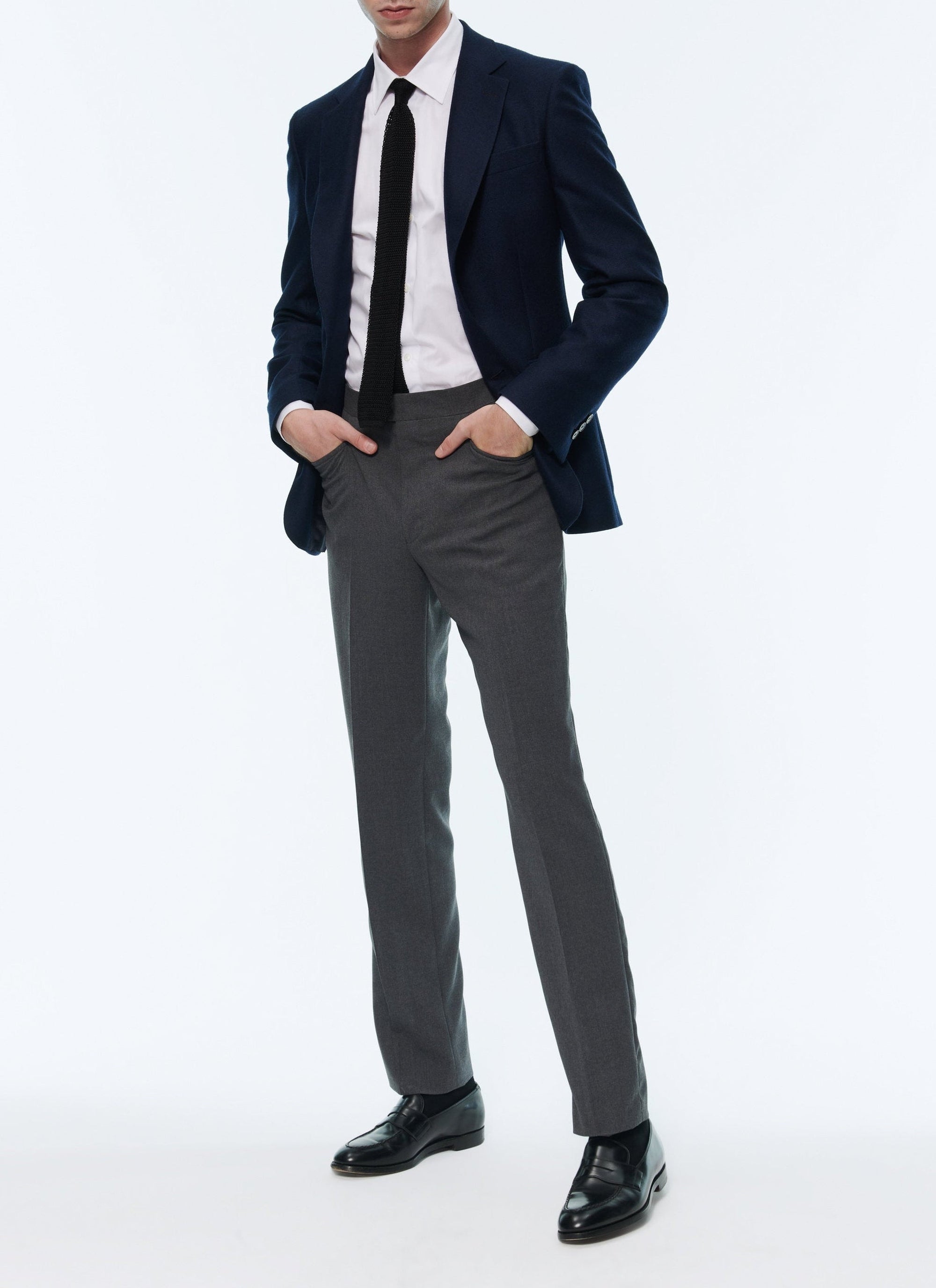 Veste de costume ajustée et boutonnée en cachemire - Carbone