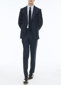 Veste de costume en serge de laine - Bleu Marine