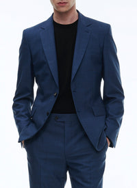 Veste de costume boutonnée en laine - Saphir