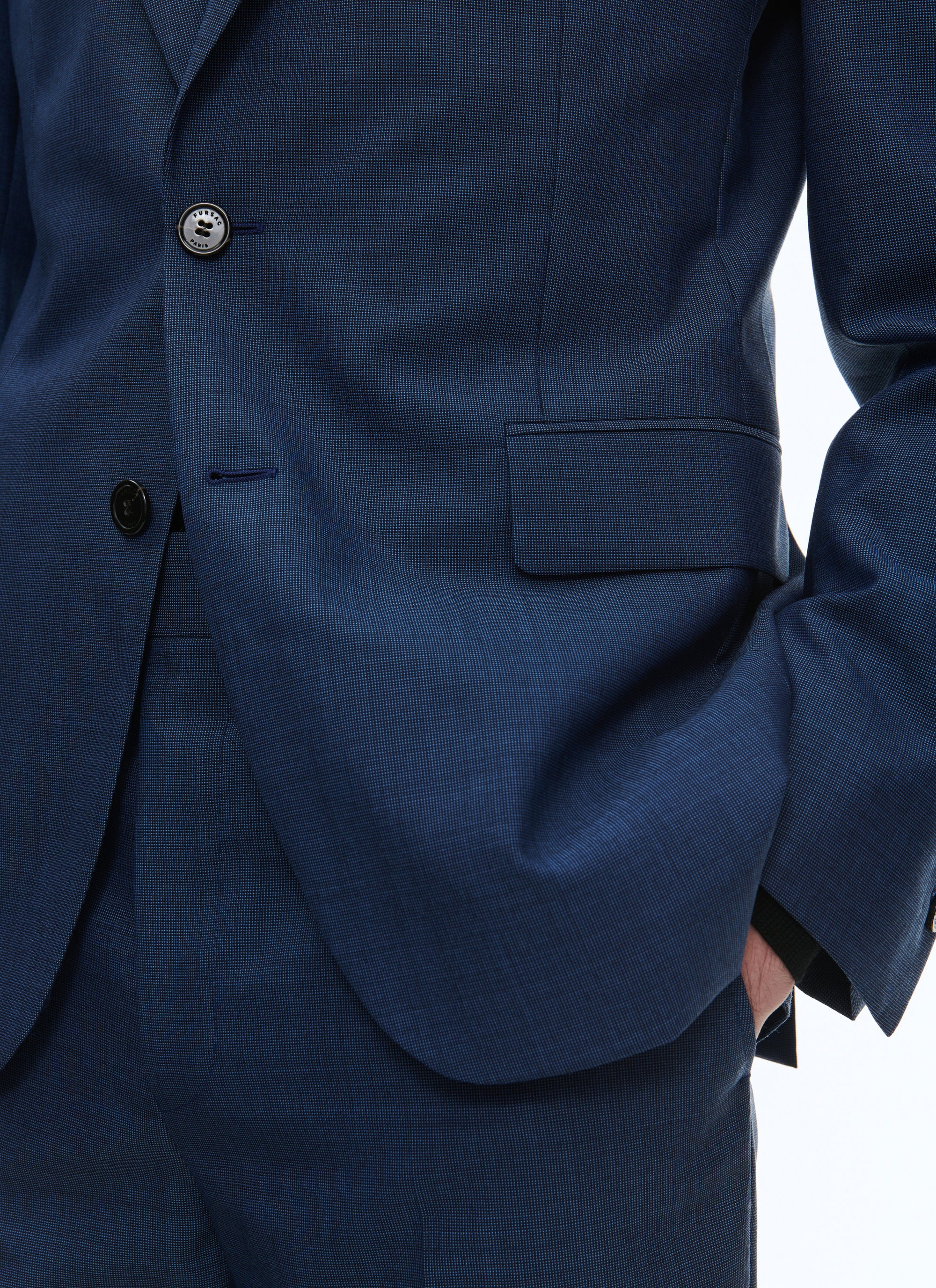 Veste de costume boutonnée en laine - Saphir