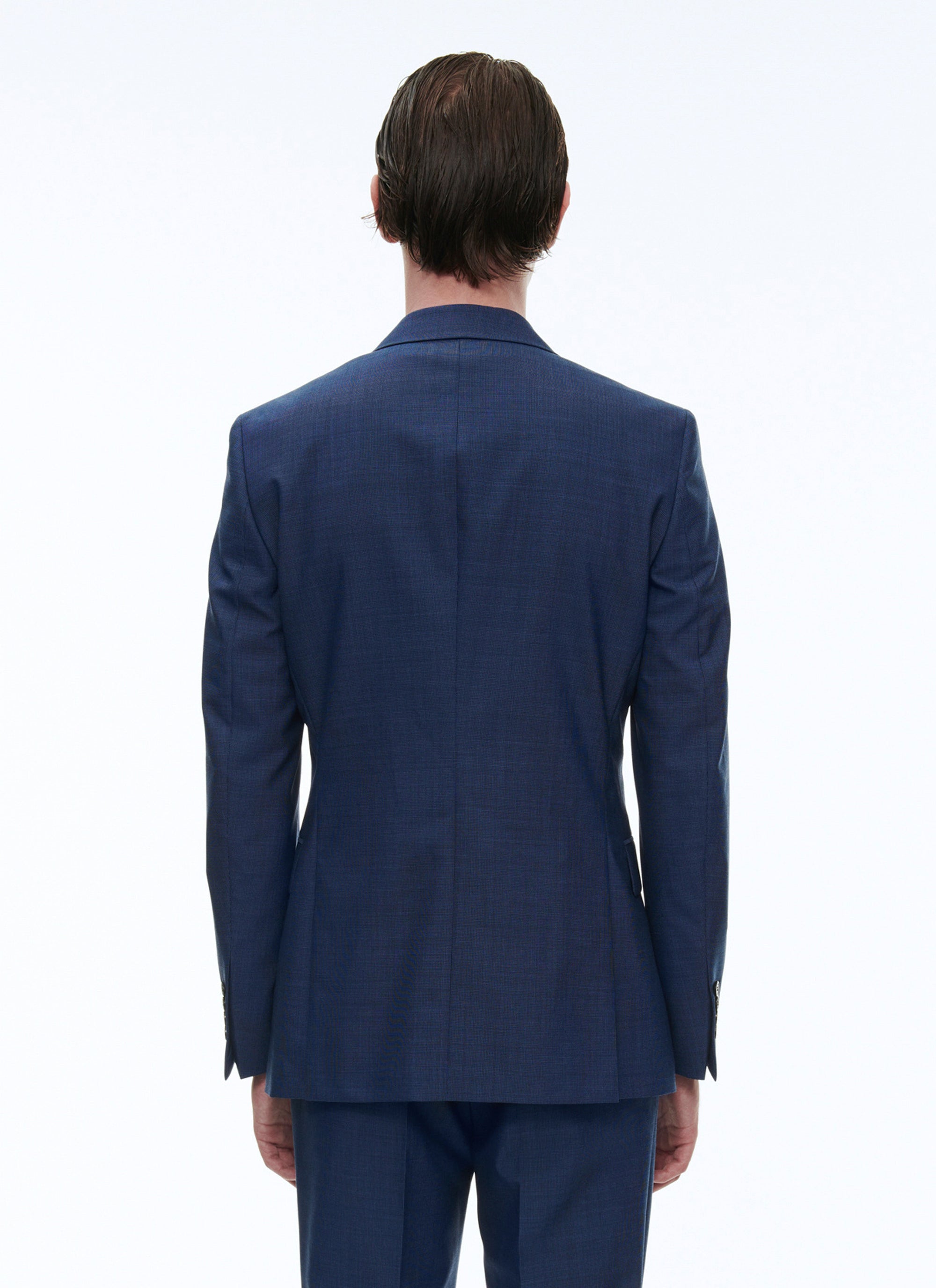 Veste de costume boutonnée en laine - Saphir