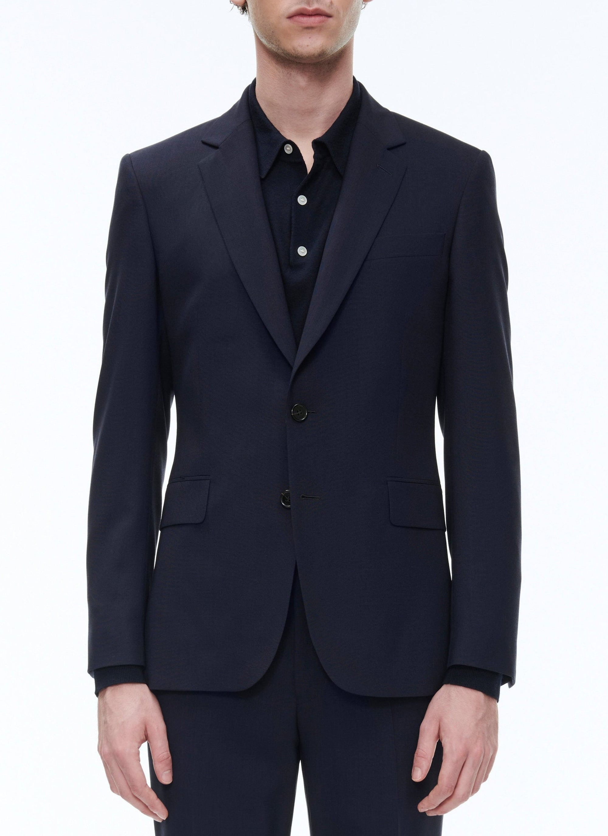 Buttoned wool suit jacket - Carbon