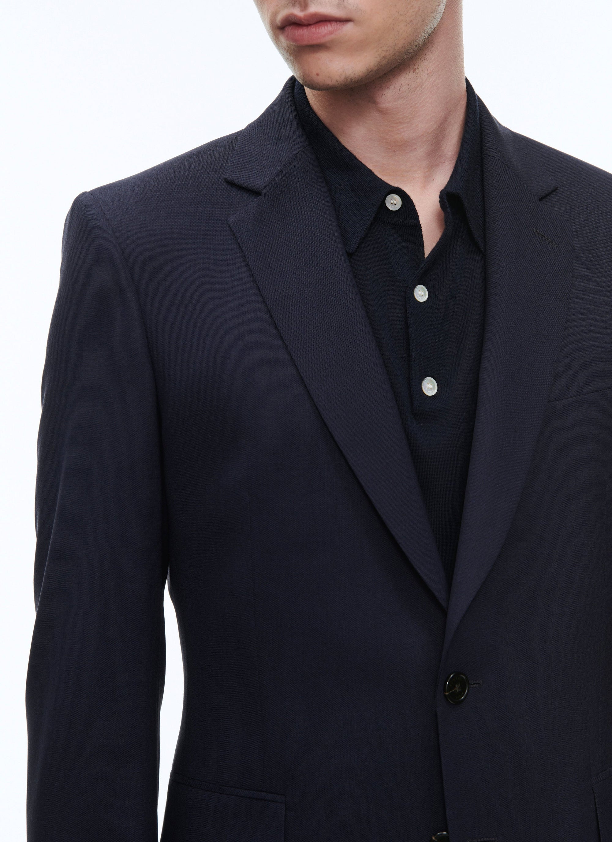Buttoned wool suit jacket - Carbon