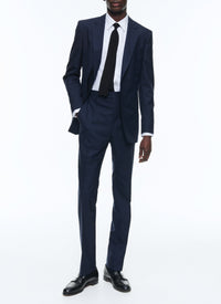 Fitted jacket in wool canvas - Navy blue