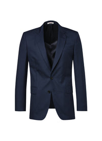 Fitted jacket in wool canvas - Navy blue