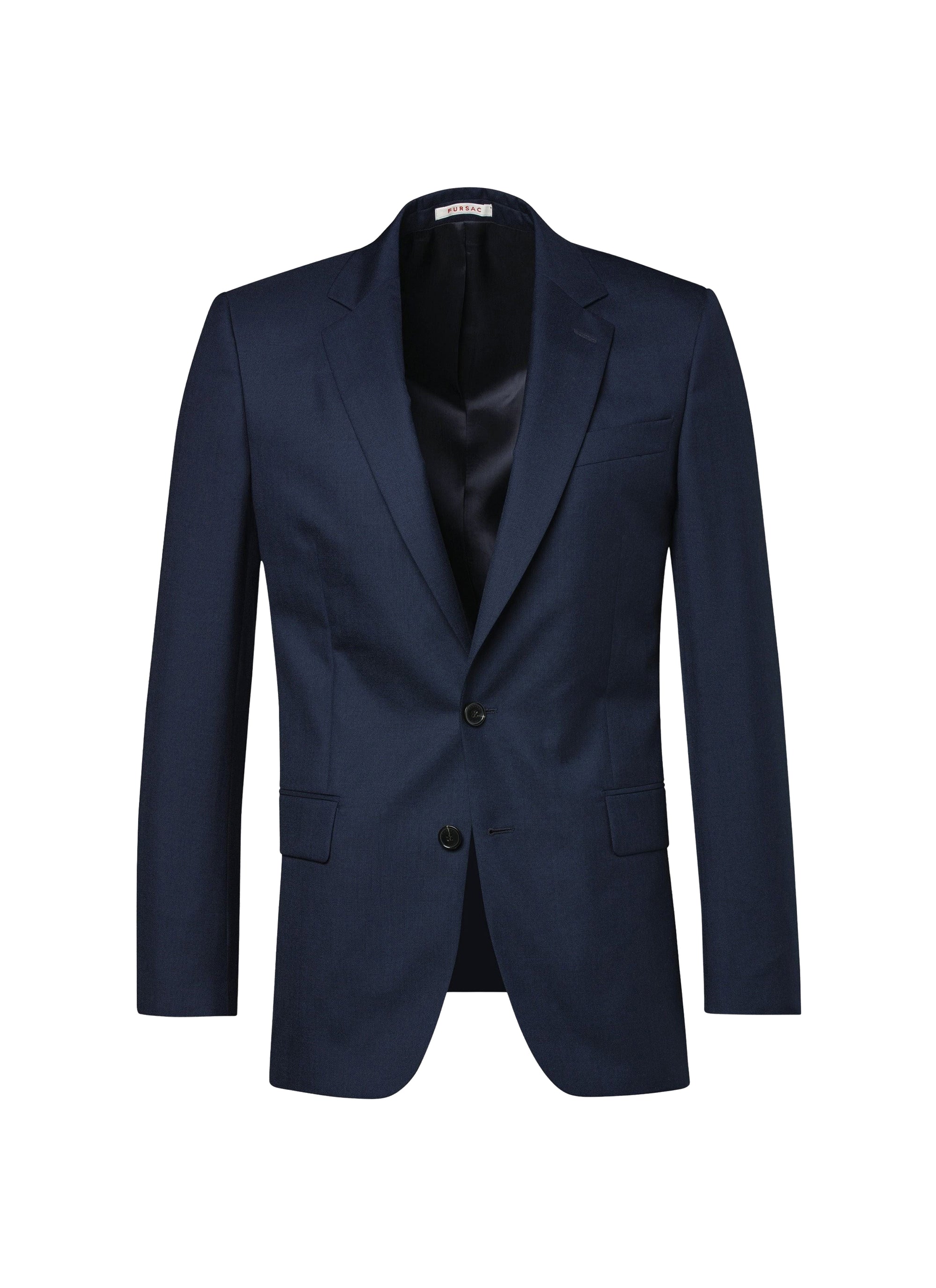 Fitted jacket in wool canvas - Navy blue
