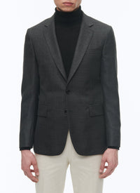 Veste de costume boutonnée et ajustée en laine - Anthracite