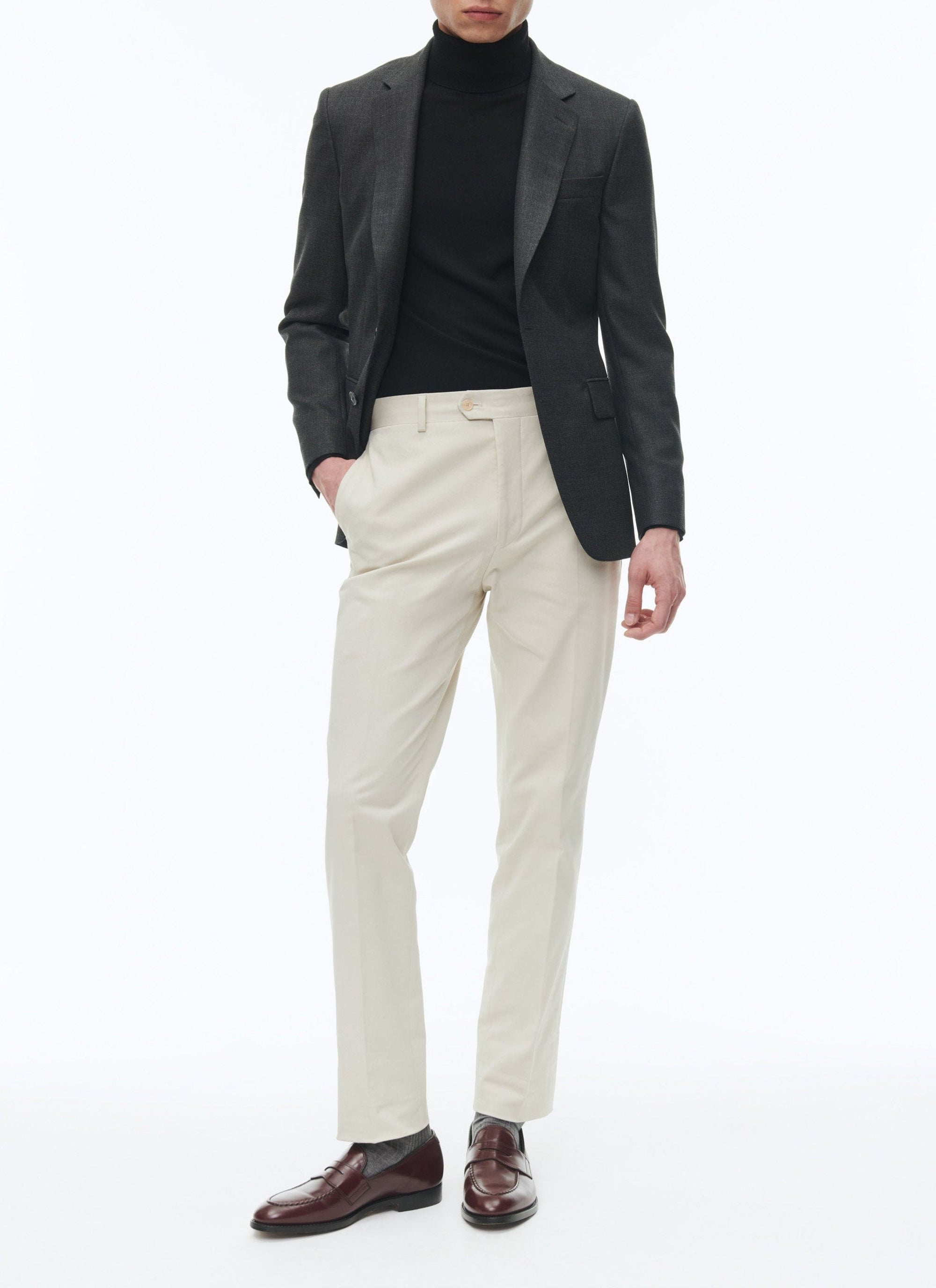 Veste de costume boutonnée et ajustée en laine - Anthracite