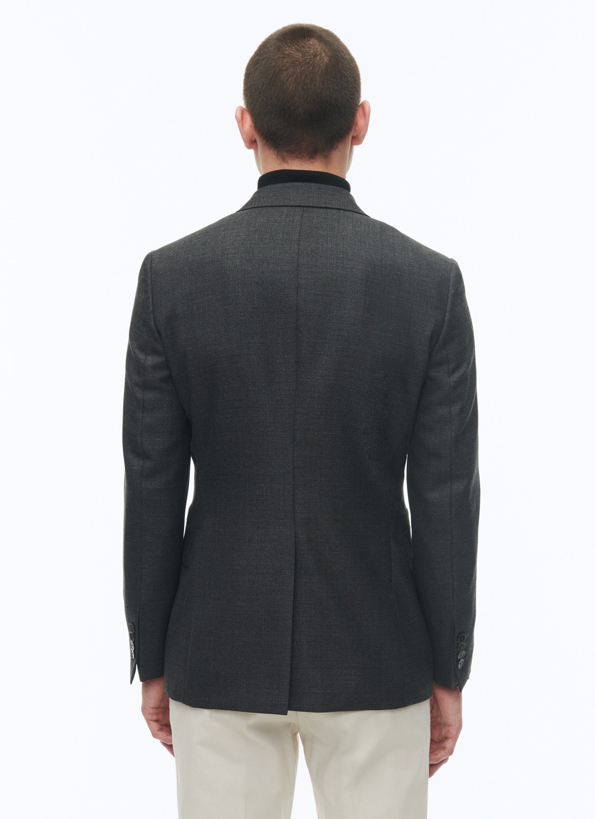 Veste de costume boutonnée et ajustée en laine - Anthracite