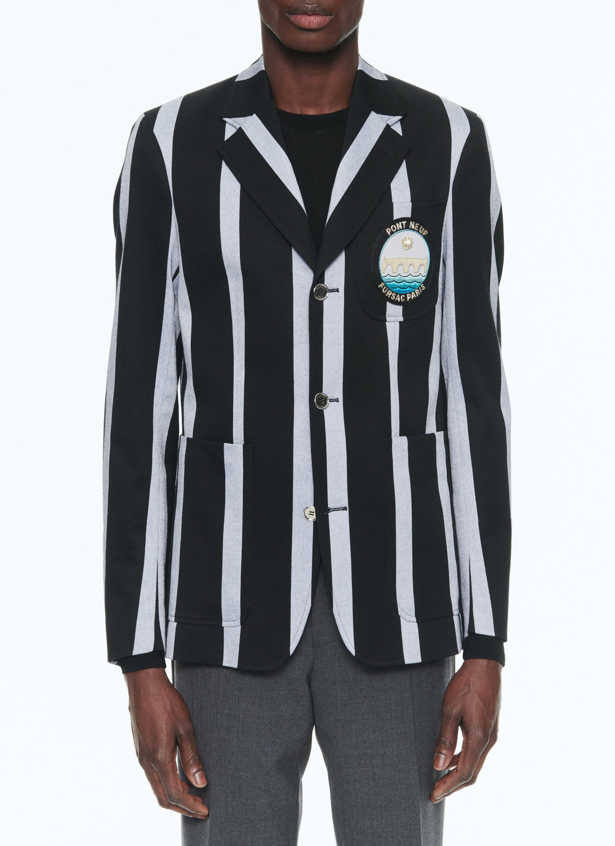 Blazer à rayures et écusson Pont Neuf - Noir