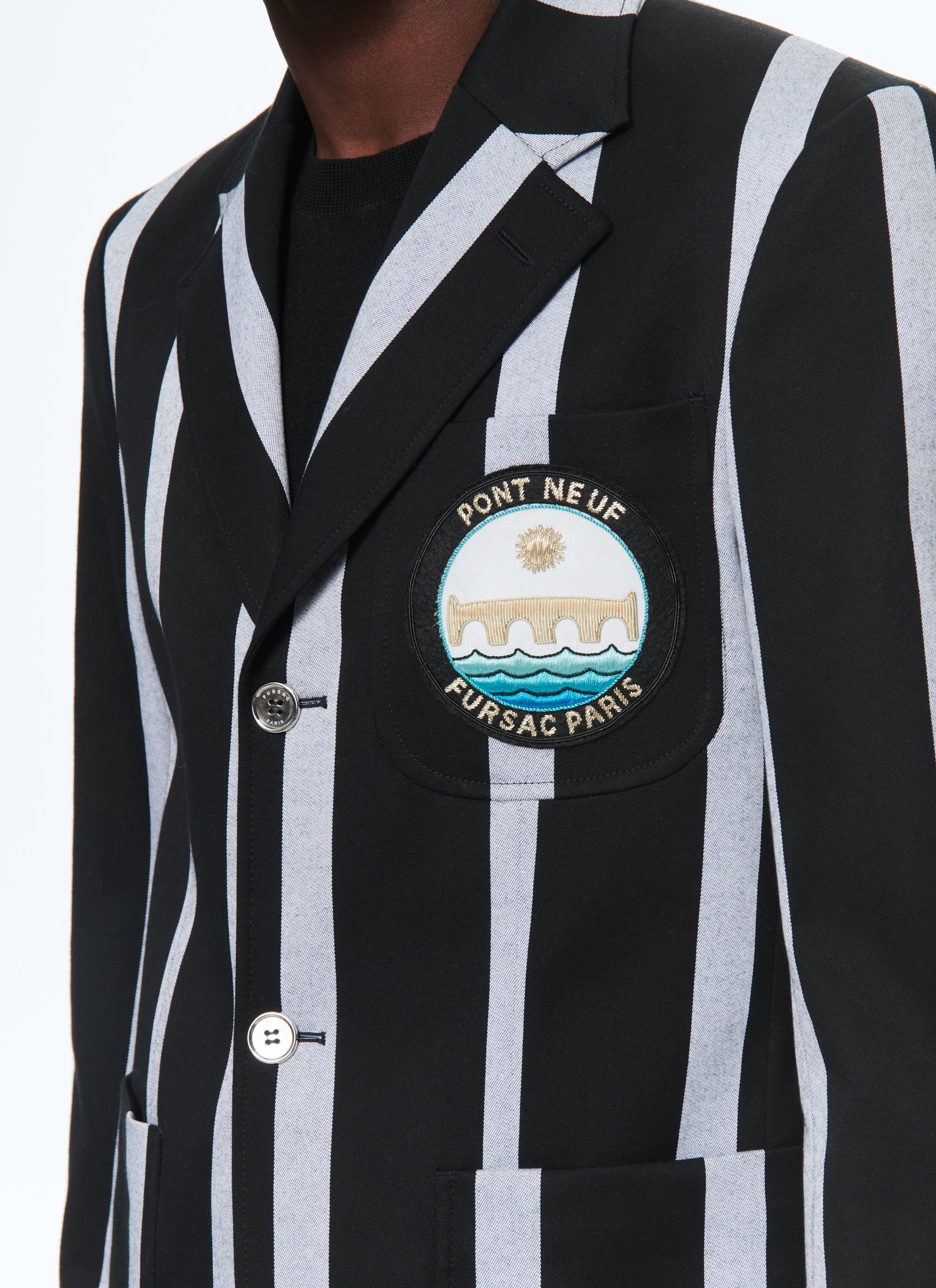 Blazer à rayures et écusson Pont Neuf - Noir