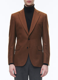 Veste de costume boutonnée et ajustée en laine - Cannelle