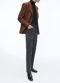 Veste de costume boutonnée et ajustée en laine - Cannelle