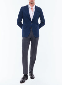 Veste à rayures en coton et lin - Bleu Nuit