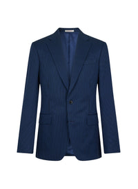 Veste à rayures en coton et lin - Bleu Nuit