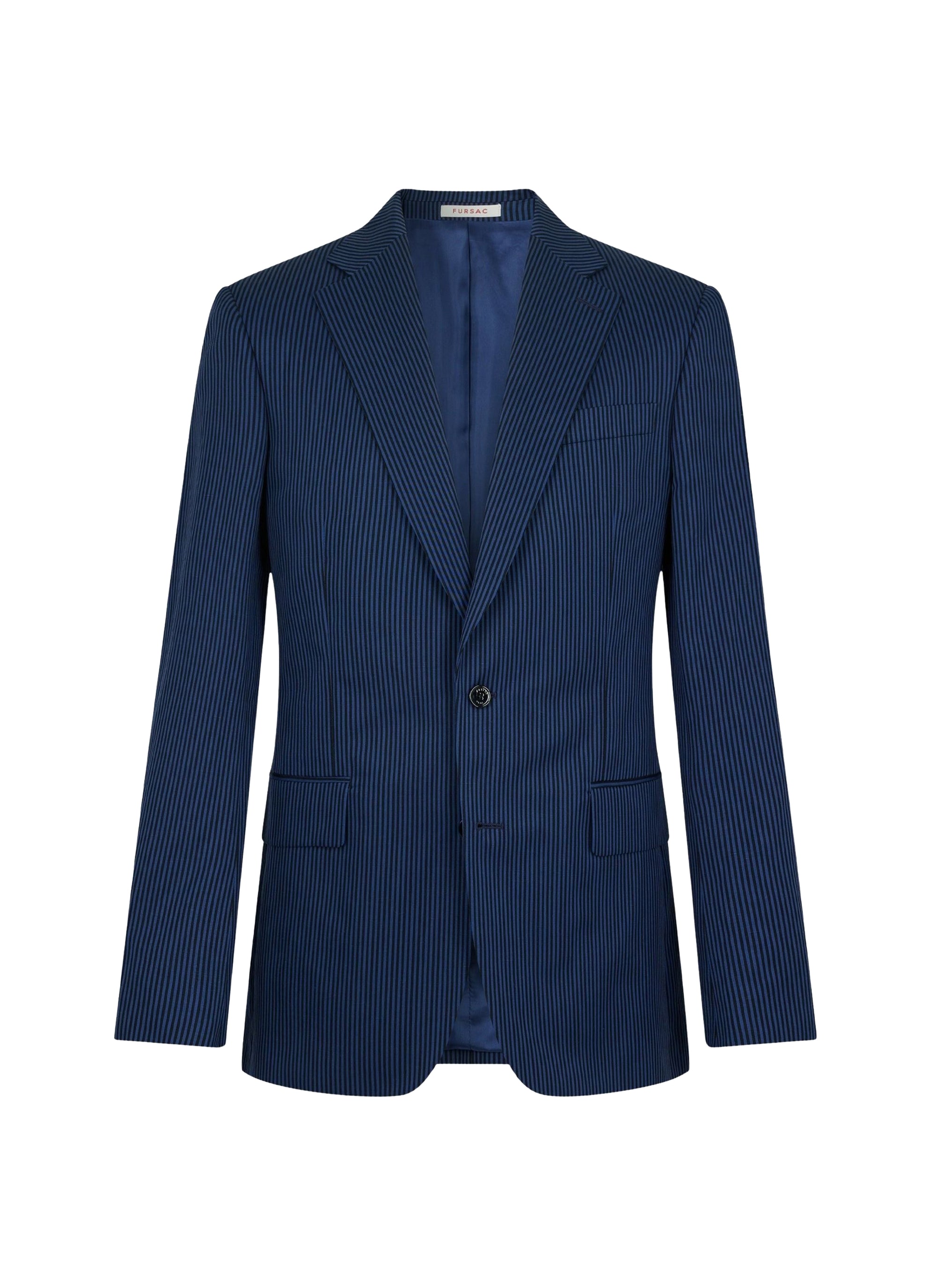 Veste à rayures en coton et lin - Bleu Nuit