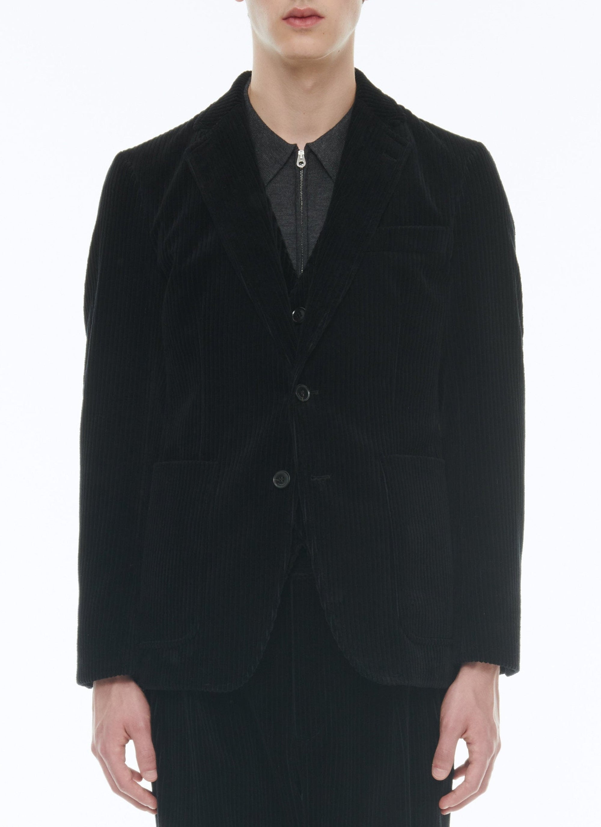 Straight corduroy suit jacket - Black