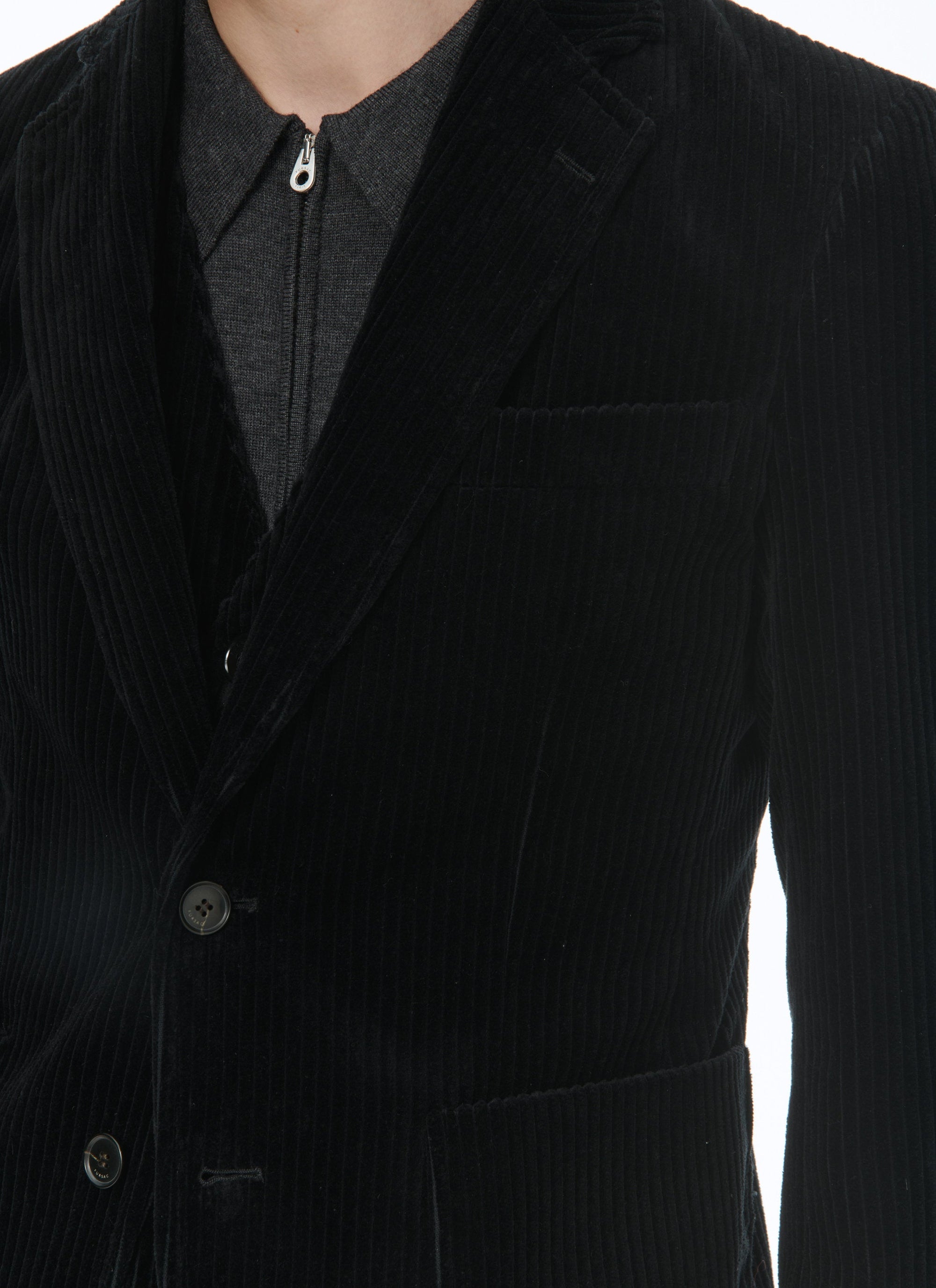 Straight corduroy suit jacket - Black