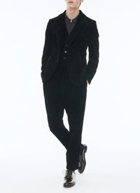 Straight corduroy suit jacket - Black