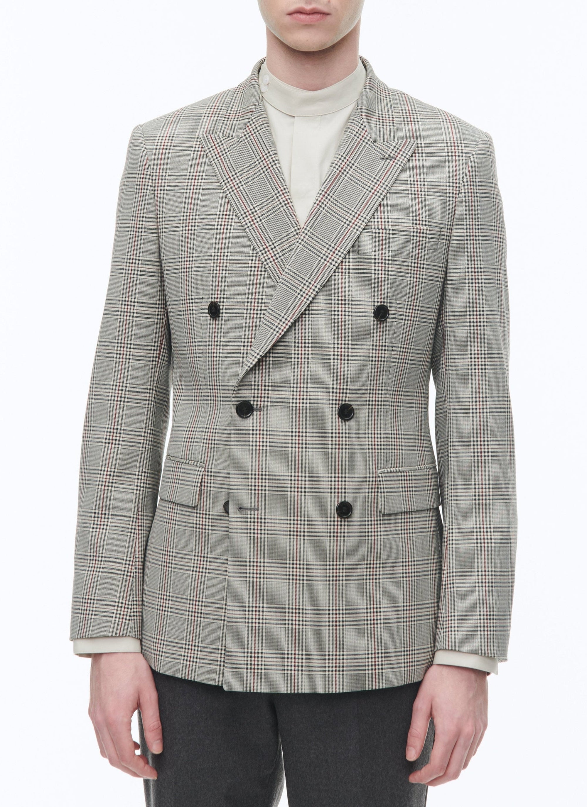 Double-breasted button-down suit jacket - Black & White