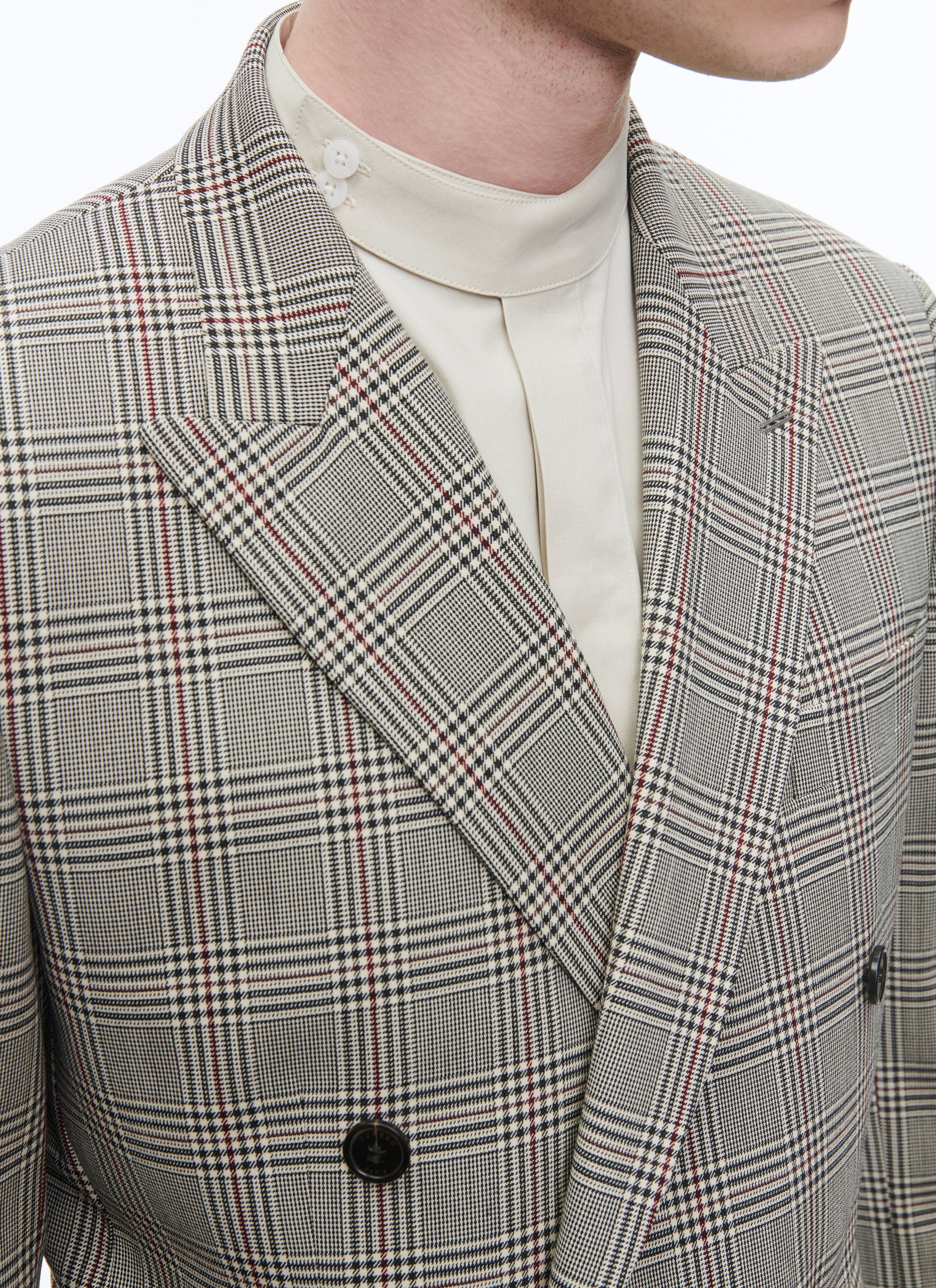 Double-breasted button-down suit jacket - Black & White