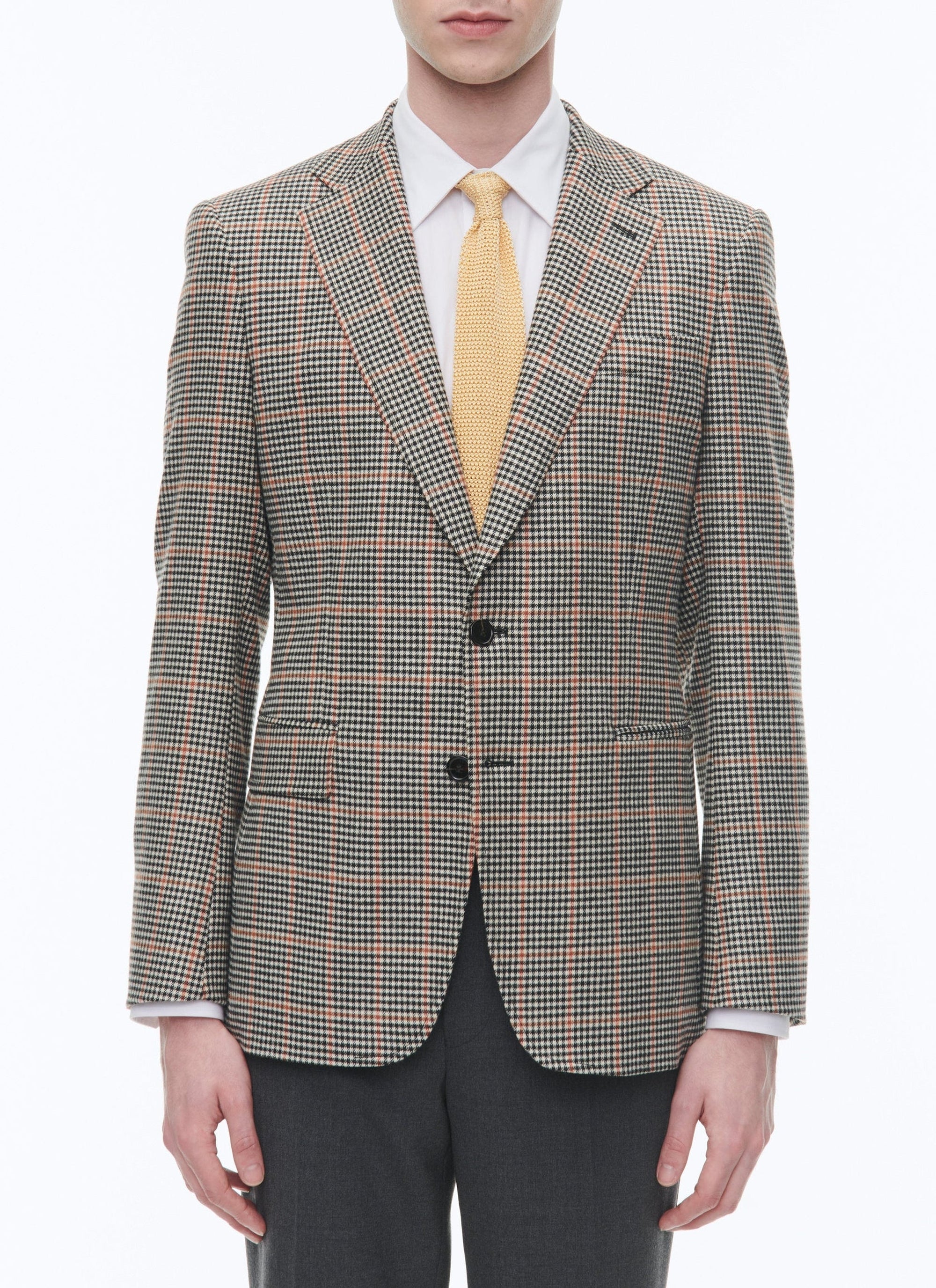 Veste de costume boutonnée et ajustée à motif - Noir & Blanc