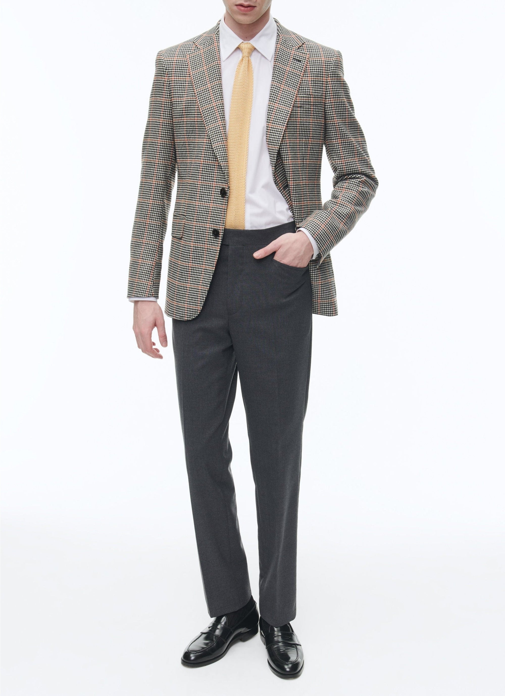 Veste de costume boutonnée et ajustée à motif - Noir & Blanc