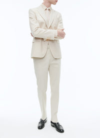 Veste en laine à empiècements en suédine - Ivoire