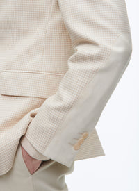 Veste en laine à empiècements en suédine - Ivoire