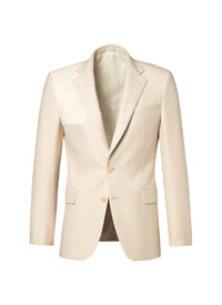 Veste en laine à empiècements en suédine - Ivoire