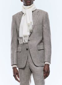 Fitted herringbone wool jacket - Ficelle