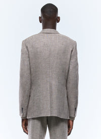 Fitted herringbone wool jacket - Ficelle
