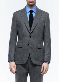 Tailored wool herringbone jacket - Steel