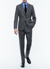 Tailored wool herringbone jacket - Steel