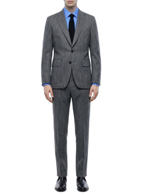 Blazer ajustée en laine à chevrons - Acier