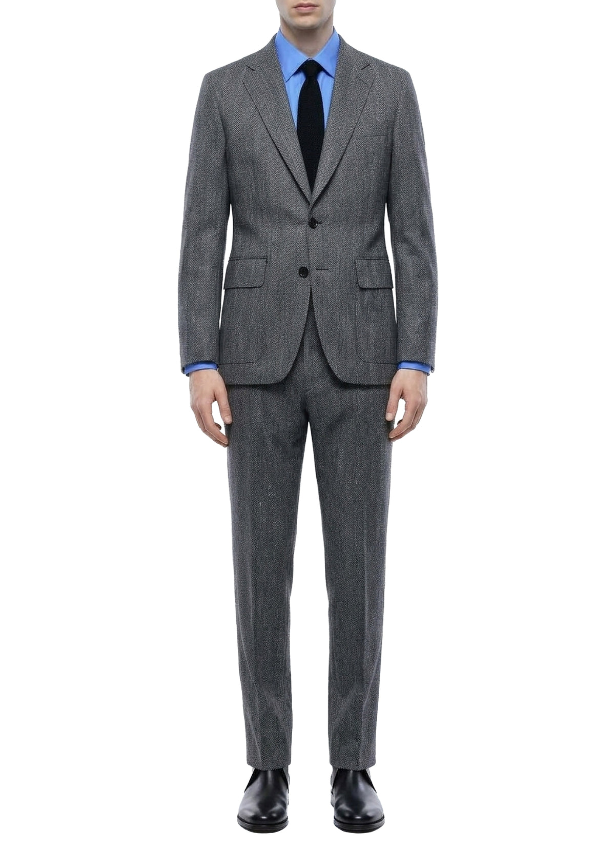 Blazer ajustée en laine à chevrons - Acier