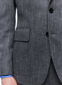 Tailored wool herringbone jacket - Steel