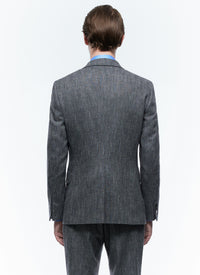 Tailored wool herringbone jacket - Steel