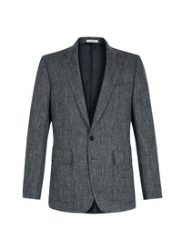 Tailored wool herringbone jacket - Steel