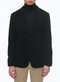 Veste de costume à fente en daim - Noir