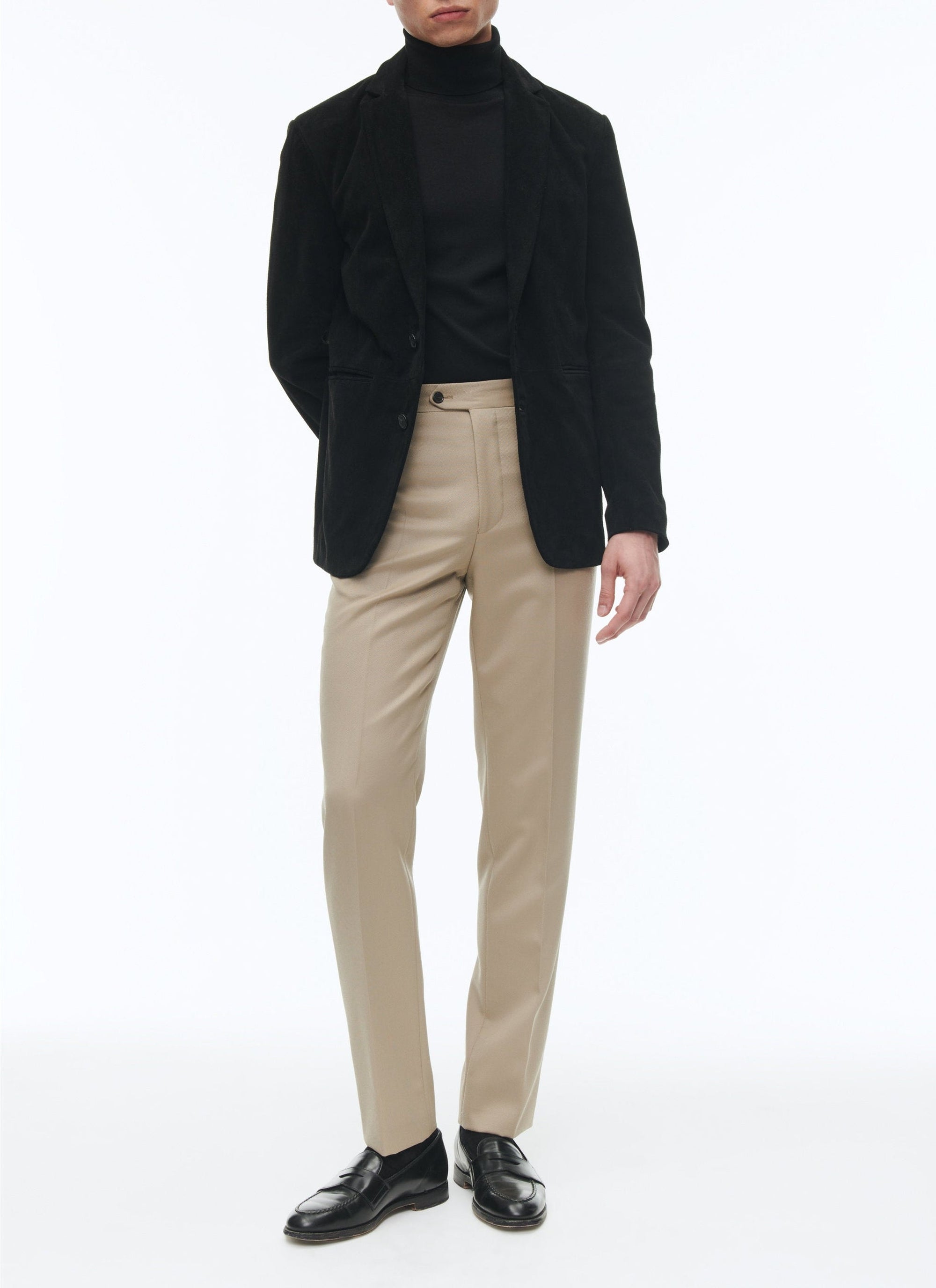 Veste de costume à fente en daim - Noir