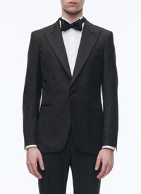 Tuxedo jacket in wool jacquard - Black