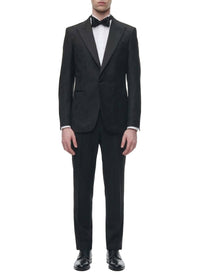 Veste de smoking en jacquard de laine - Noir