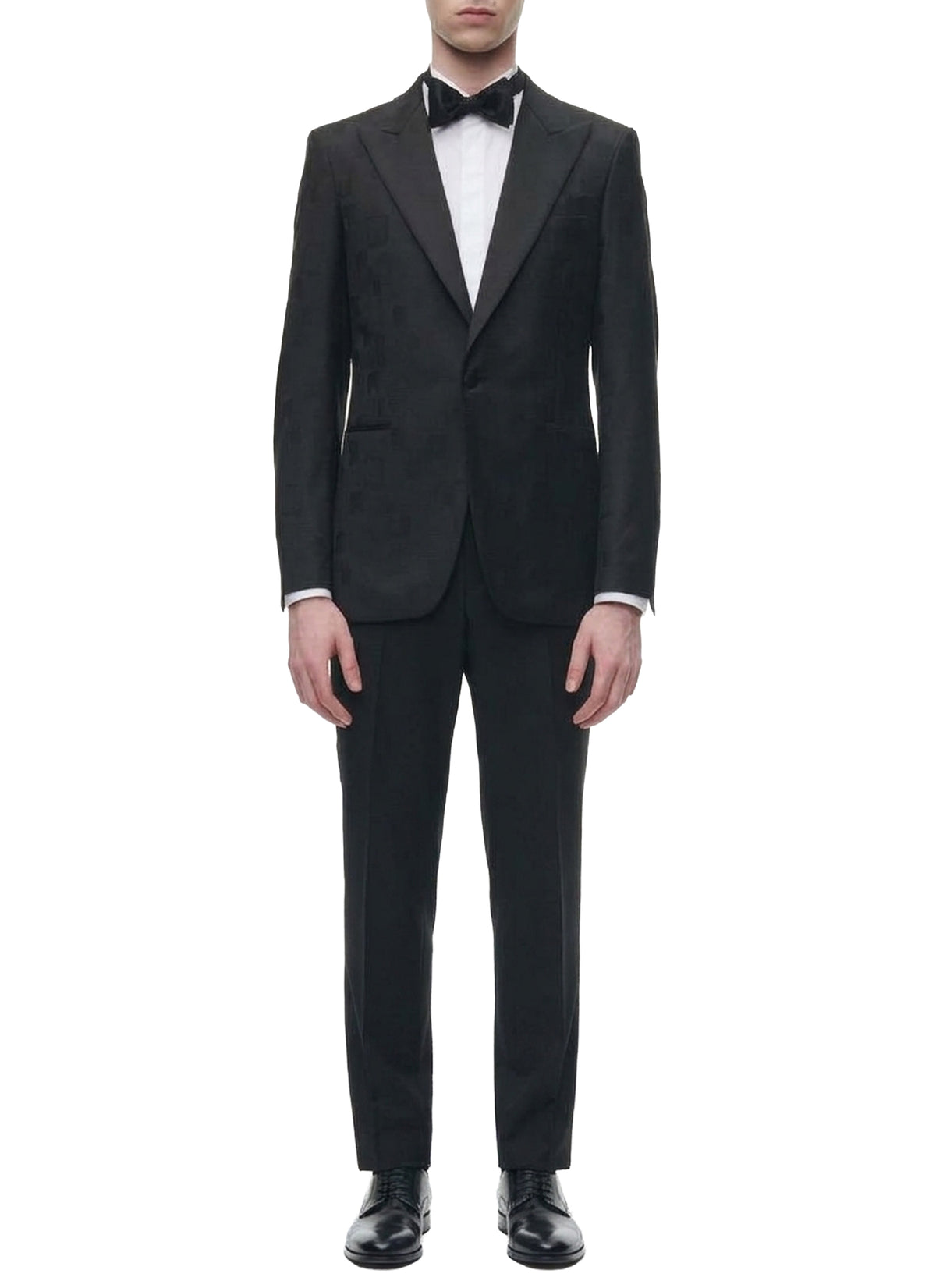 Veste de smoking en jacquard de laine - Noir