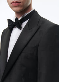 Tuxedo jacket in wool jacquard - Black