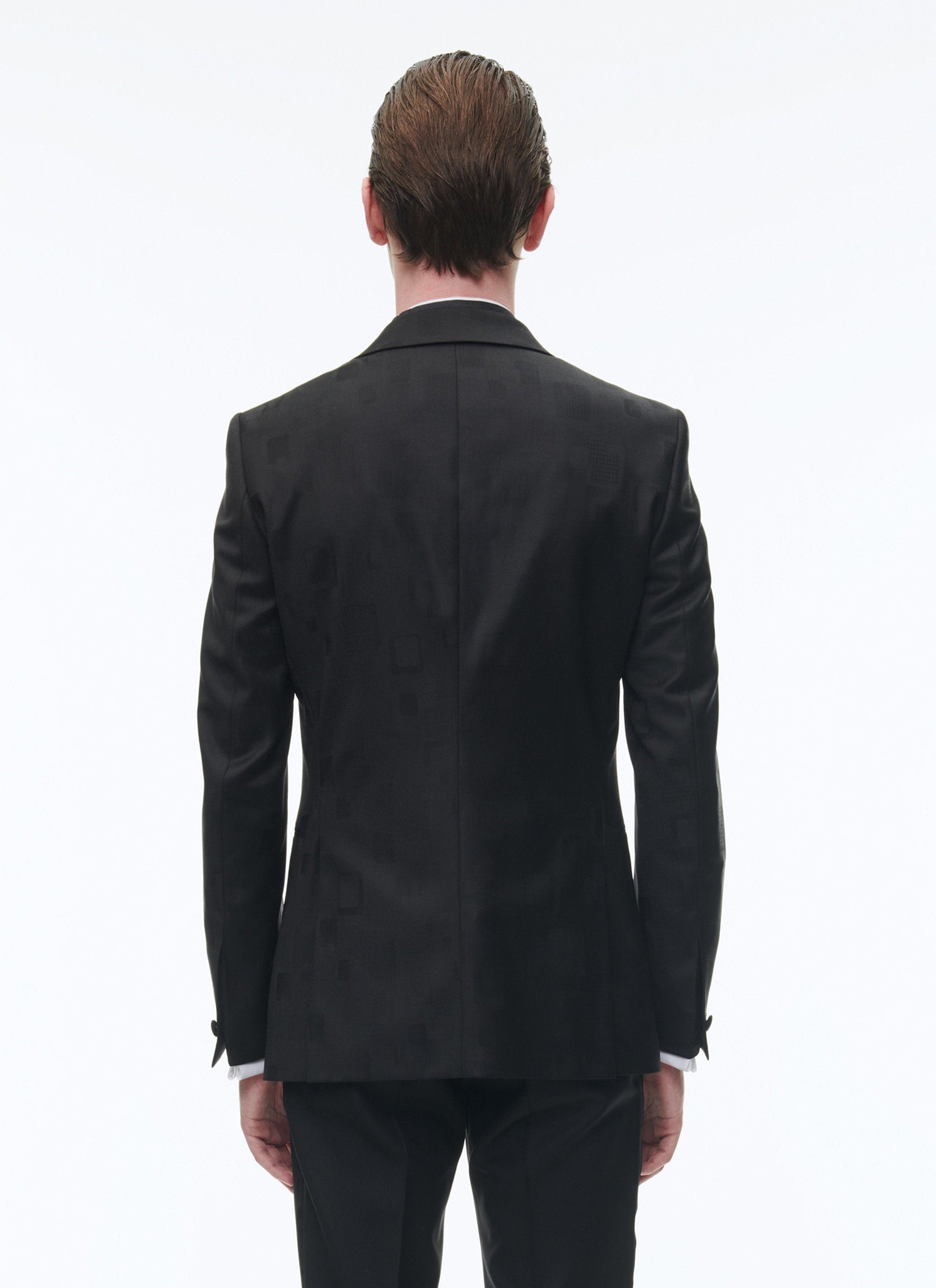 Tuxedo jacket in wool jacquard - Black