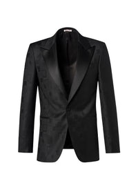 Tuxedo jacket in wool jacquard - Black